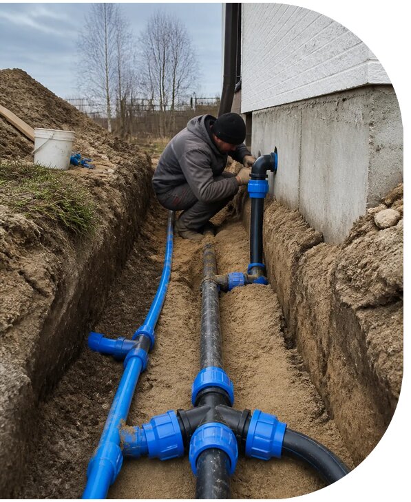 Монтаж наружного водопровода на участке под ключ в Кондопоге